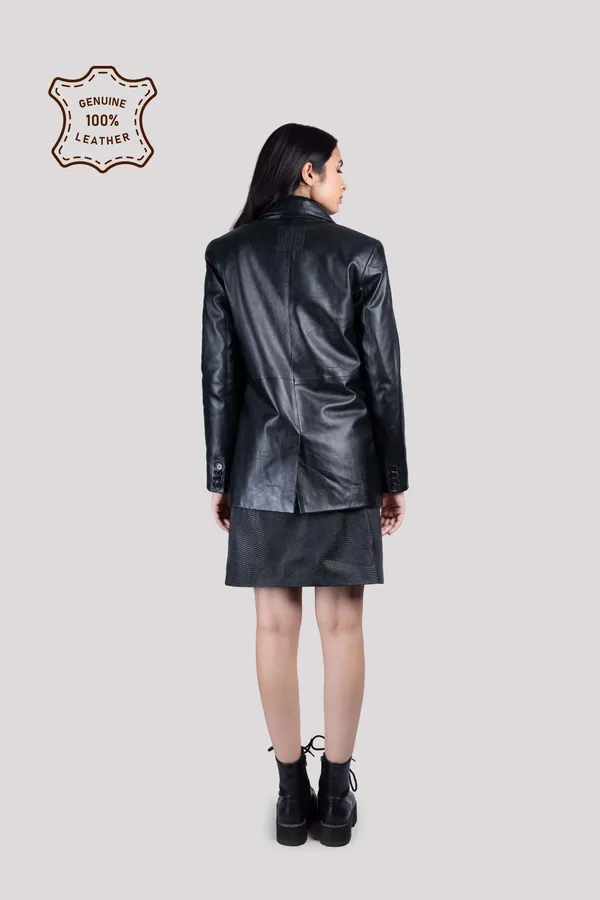 Black_Leather_Double_Breasted_Blazer_For_Women