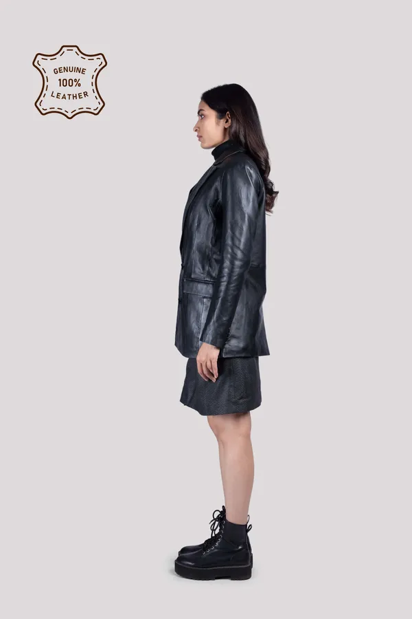 Black_Leather_Double_Breasted_Blazer_For_Women