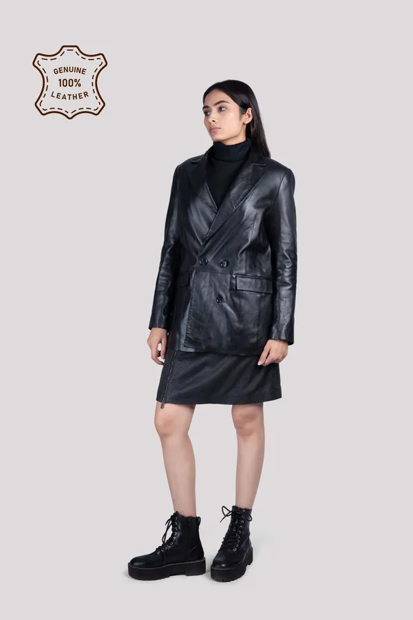 Black_Leather_Double_Breasted_Blazer_For_Women