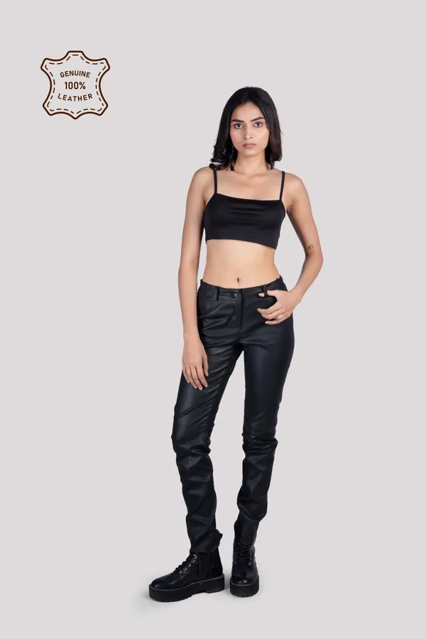 Black_Stretch_Leather_Real_Jeans_For_Women