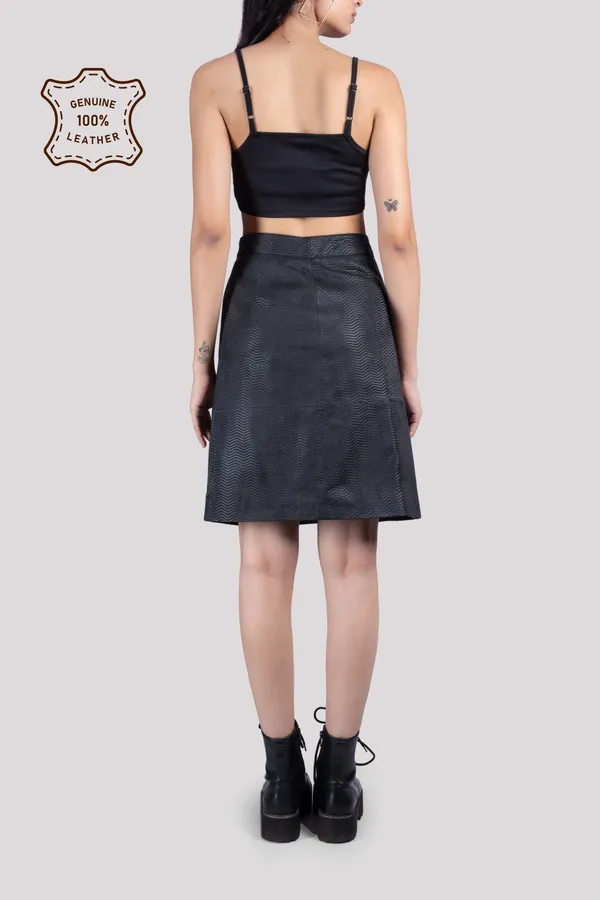 Black_Leather_Printed_Skirt_For_Women