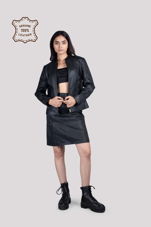 Black_Leather_Printed_Skirt_For_Women