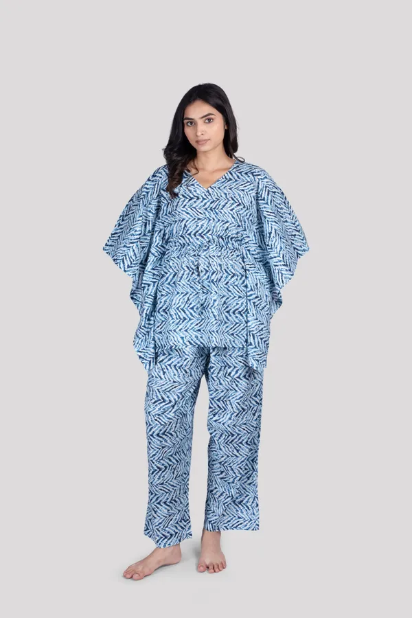 Blue_Soft_Cotton_Short_Kaftan_Night_Suit_Set_For_Women