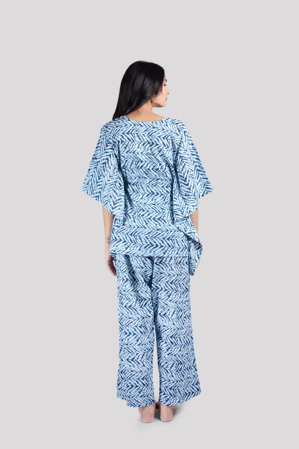 Blue_Soft_Cotton_Short_Kaftan_Night_Suit_Set_For_Women