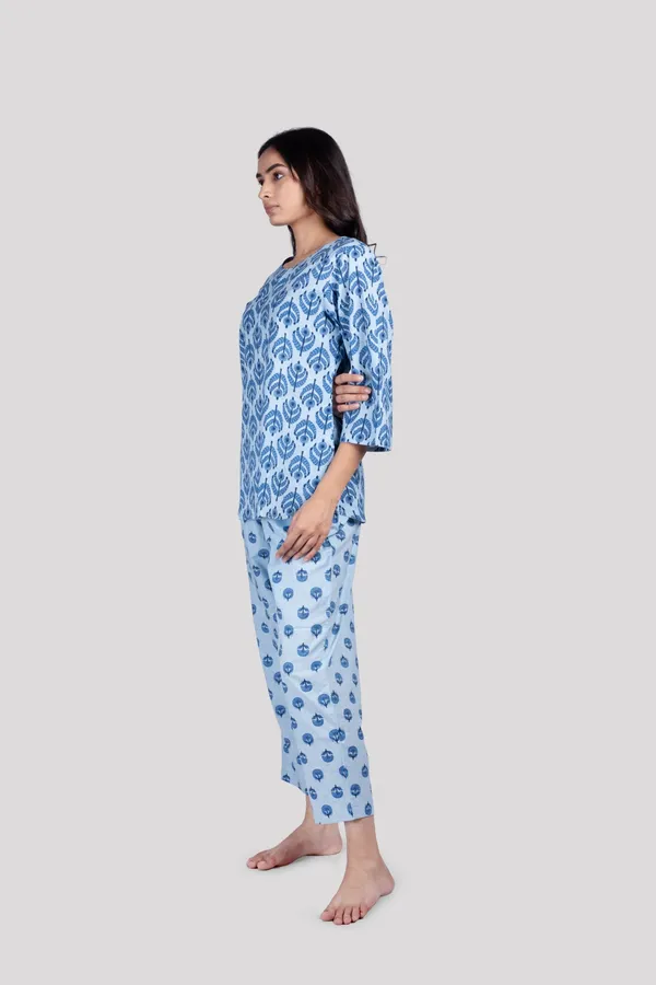Blue_Soft_Cotton_Night_Suit_Set_For_Women