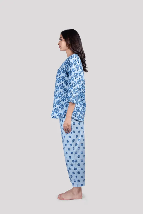 Blue_Soft_Cotton_Night_Suit_Set_For_Women