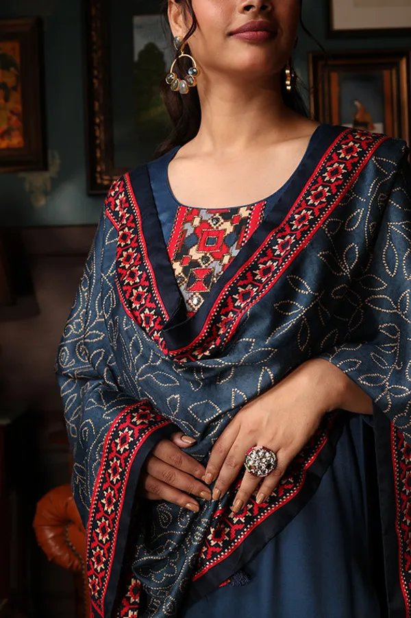 Blue_Cotton_Hand_Embroidered_Front_Sleeves_Kurta_Set_With_Dupatta_For_Women