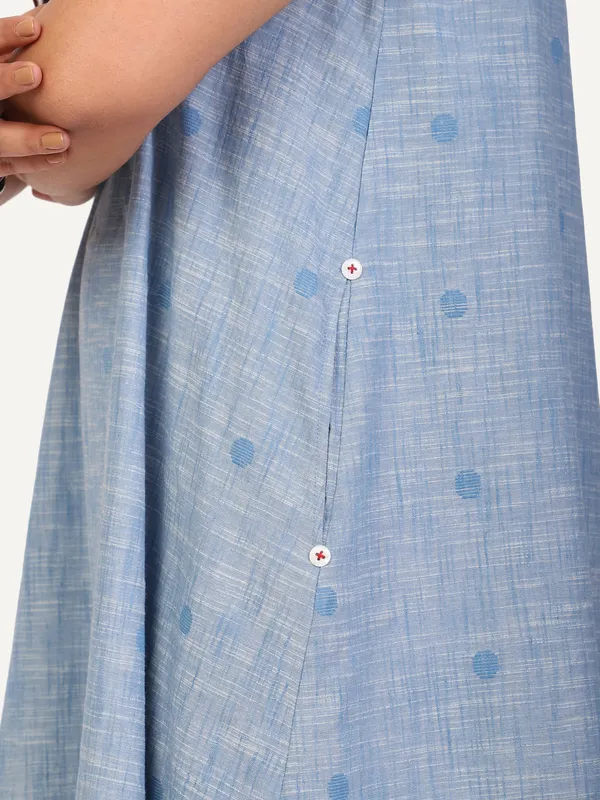 Blue_Handloom_Cotton_Double_Layer_Dress_For_Women