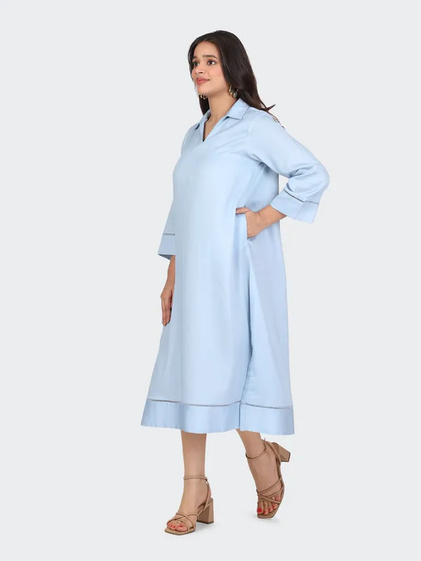 Sky_Blue_Cotton_Lace_Sleeves_Bottom_Collared_Dress_For_Women