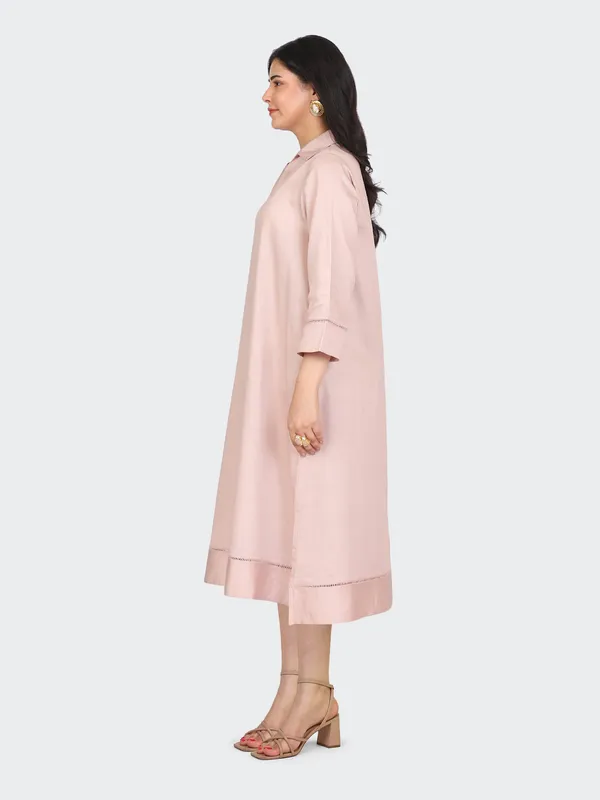 Dusty_Rose_Cotton_Lace_Sleeves_Bottom_Collared_Dress_For_Women