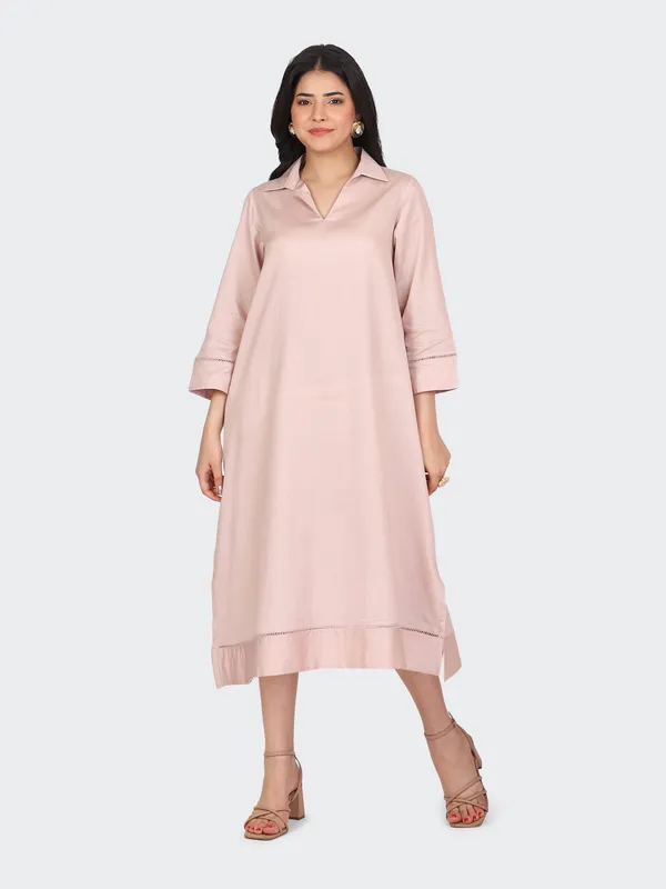 Dusty_Rose_Cotton_Lace_Sleeves_Bottom_Collared_Dress_For_Women