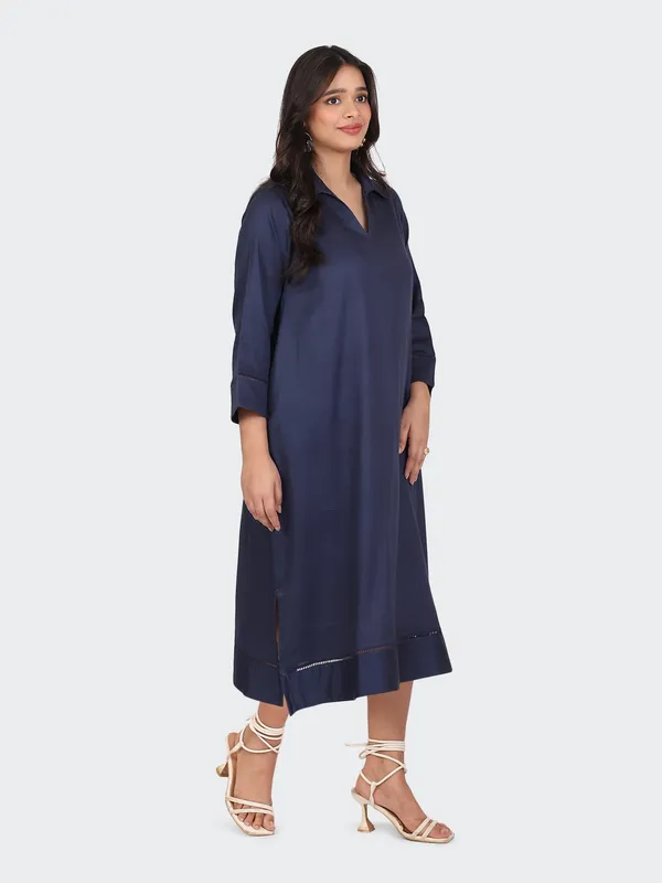 Navy_Cotton_Lace_Sleeves_Bottom_Collared_Dress_For_Women