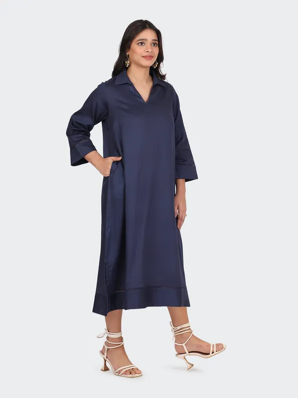 Navy_Cotton_Lace_Sleeves_Bottom_Collared_Dress_For_Women