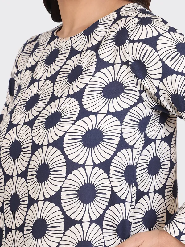 Black_And_White_Cotton_Navy_Spring_Calf_Length_Dress_For_Women