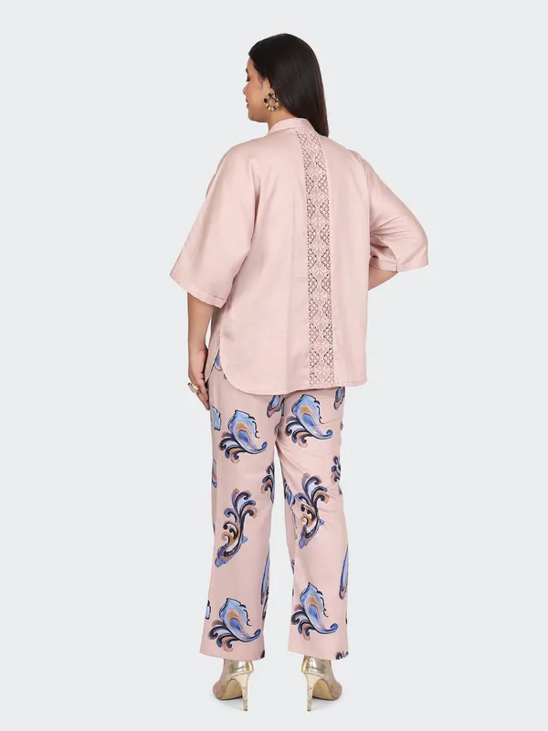 Pink_Cotton_Dusty_Rose_Kimono_Sleeves_Decorative_Lace_Back_Co_Ord_Set_For_Women