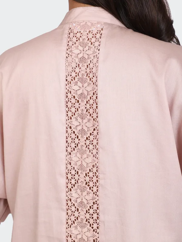 Pink_Cotton_Dusty_Rose_Kimono_Sleeves_Decorative_Lace_Back_Co_Ord_Set_For_Women