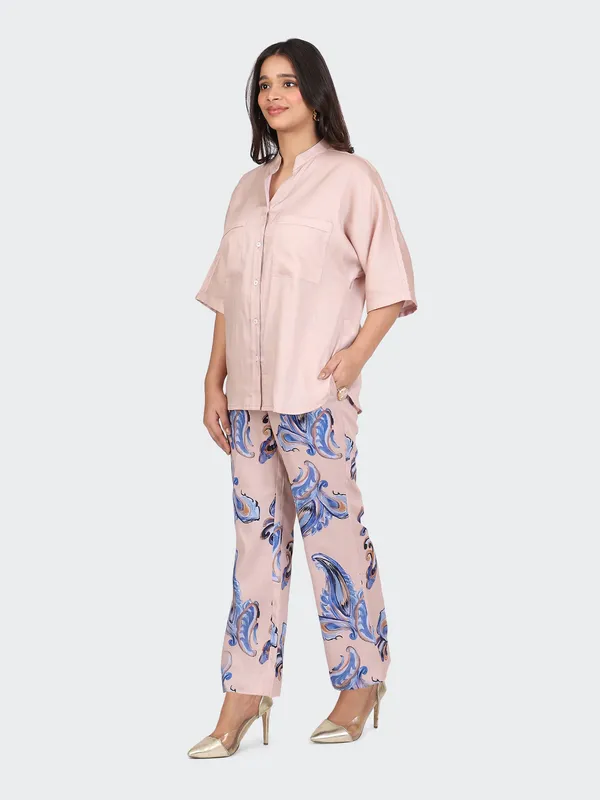 Pink_Cotton_Dusty_Rose_Kimono_Sleeves_Decorative_Lace_Back_Co_Ord_Set_For_Women