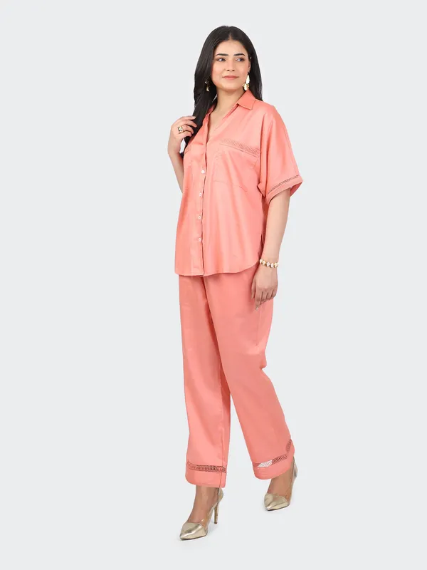Peach_Cotton_Decorative_Lace_Pockets_Sleeves_Back_Co_Ord_Set_For_Women