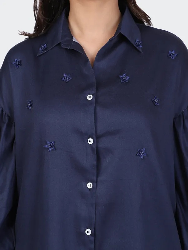 Navy_Fine_Cotton_Comfortable_Co_Ord_Set_For_Women