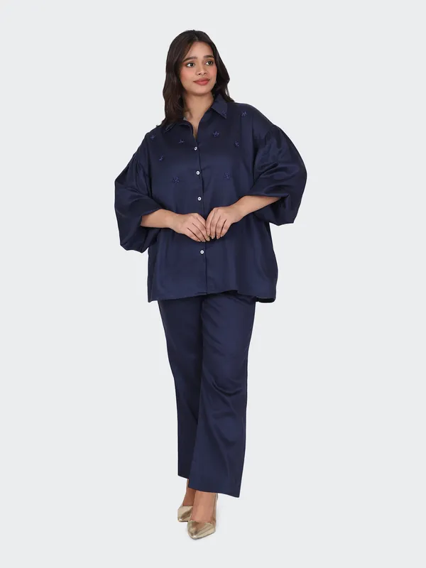 Navy_Fine_Cotton_Comfortable_Co_Ord_Set_For_Women