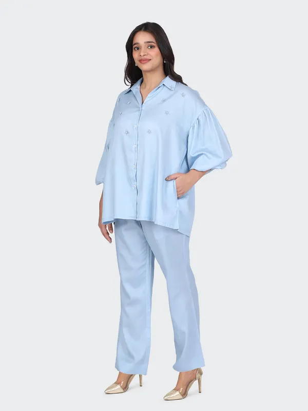 Sky_Blue_Fine_Cotton_Comfortable_Co_Ord_Set_For_Women