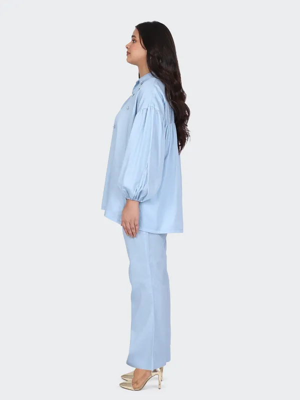 Sky_Blue_Fine_Cotton_Comfortable_Co_Ord_Set_For_Women