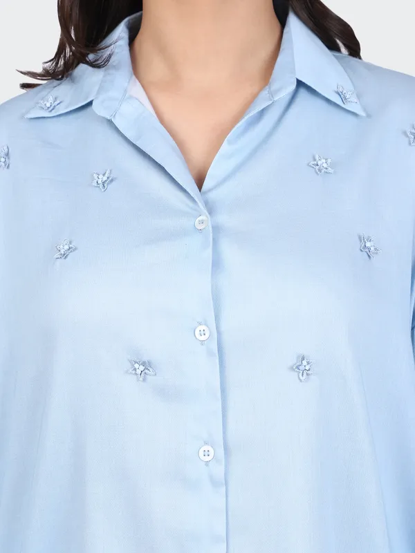 Sky_Blue_Fine_Cotton_Comfortable_Co_Ord_Set_For_Women