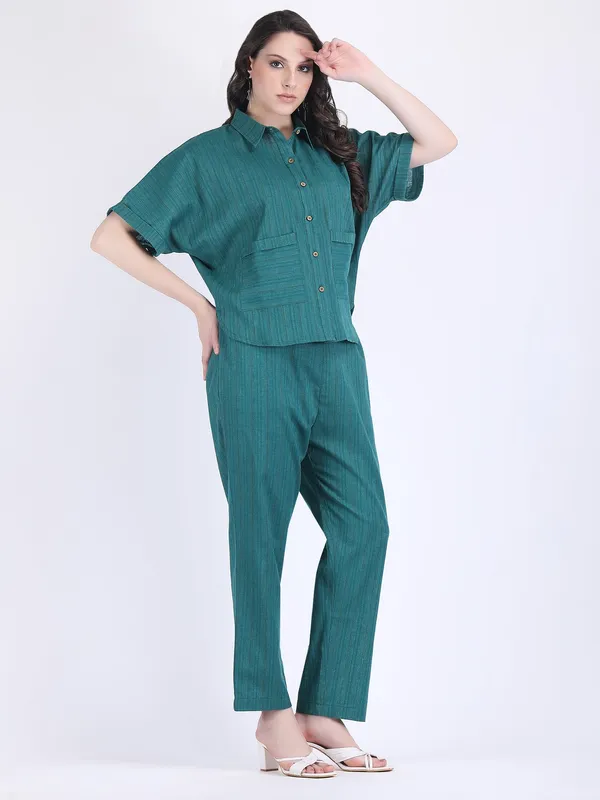 Green_Cotton_Flex_Alpine_Self_Striped_Co_Ord_Set_For_Women