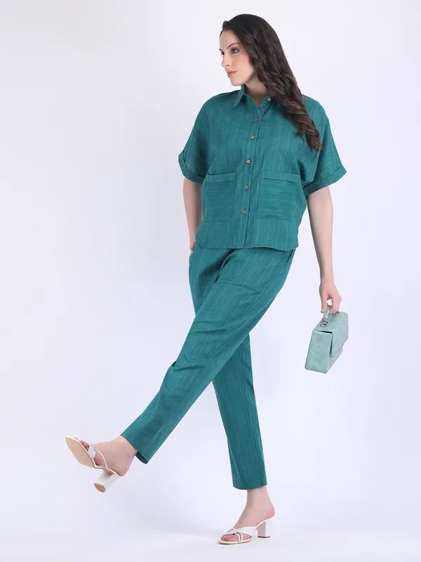 Green_Cotton_Flex_Alpine_Self_Striped_Co_Ord_Set_For_Women