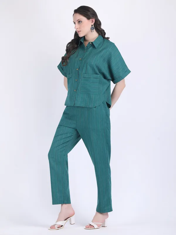 Green_Cotton_Flex_Alpine_Self_Striped_Co_Ord_Set_For_Women