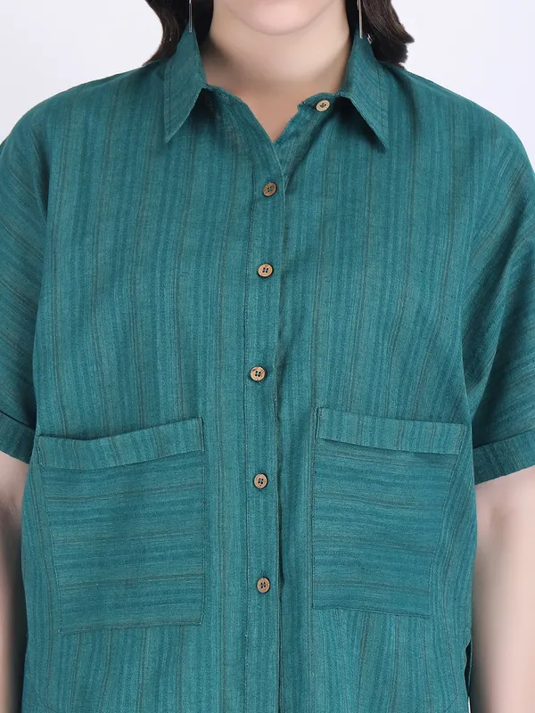 Green_Cotton_Flex_Alpine_Self_Striped_Co_Ord_Set_For_Women