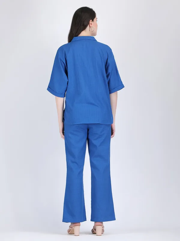 Blue_Cotton_Diva_Check_Collared_Chest_Pockets_Co_Ord_Set_For_Women