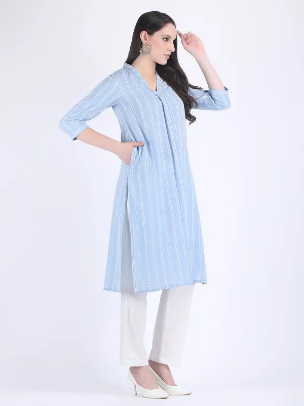 Blue_Handloom_Cotton_Aqua_Comfort_Wear_Kurta_Set_For_Women