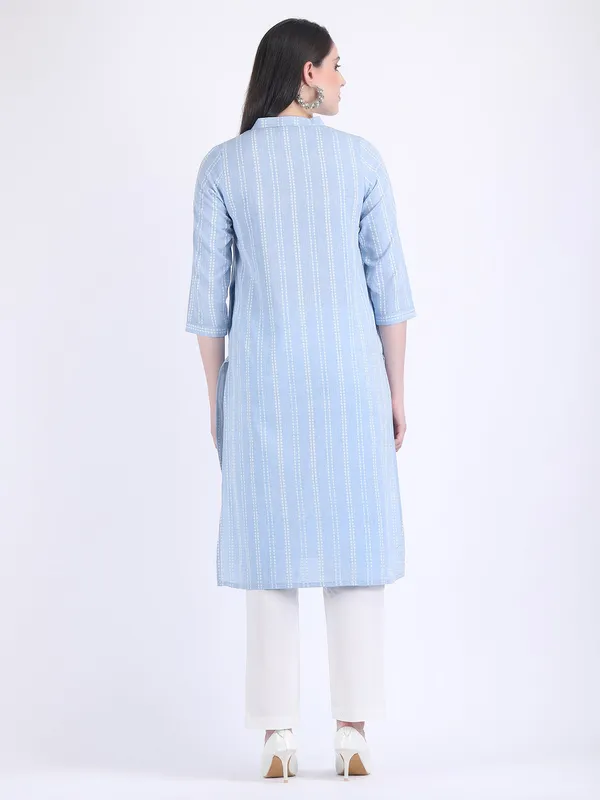 Blue_Handloom_Cotton_Aqua_Comfort_Wear_Kurta_Set_For_Women