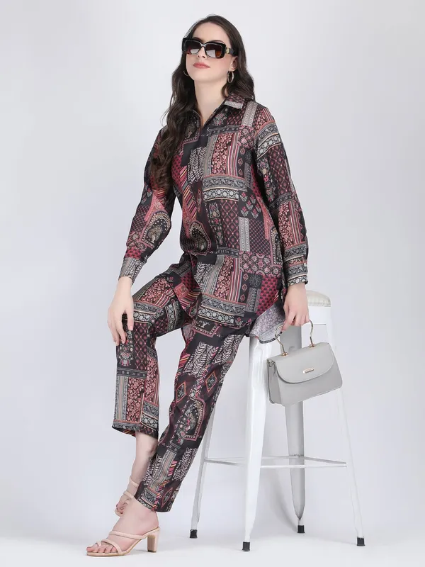 Multicolour_Rayon_Black_Long_Co_Ord_Set_For_Women