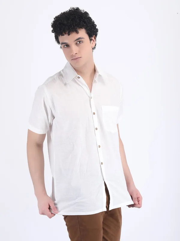 White_Cotton_Slub_Lightweight_Summer_Shirt_For_Men