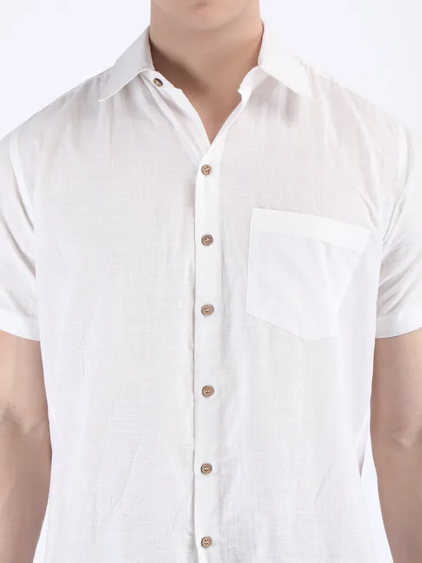 White_Cotton_Slub_Lightweight_Summer_Shirt_For_Men