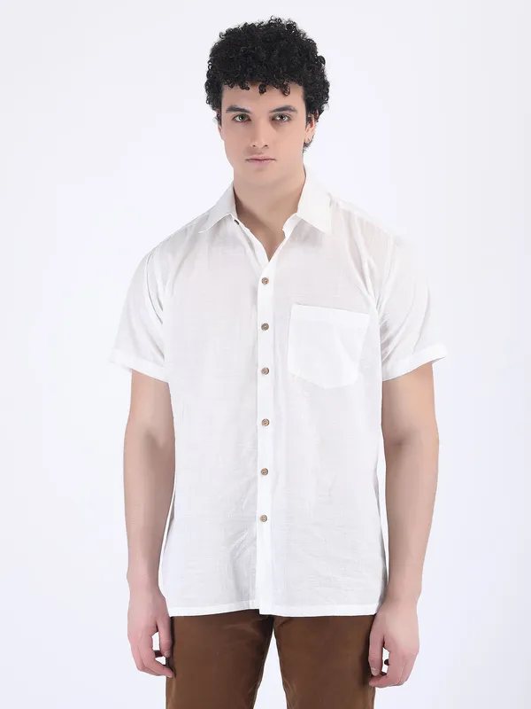 White_Cotton_Slub_Lightweight_Summer_Shirt_For_Men