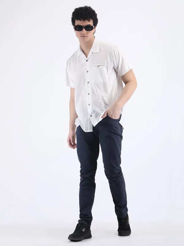 White_Cotton_Slub_Lightweight_Summer_Shirt_For_Men