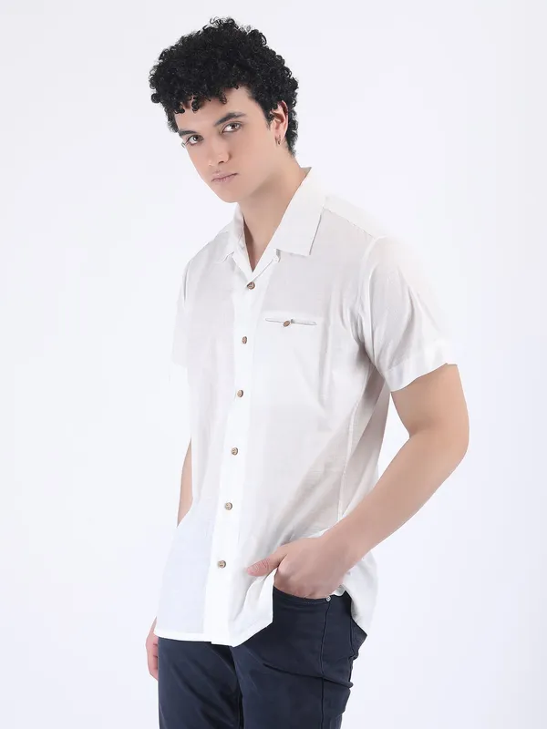 White_Cotton_Slub_Lightweight_Summer_Shirt_For_Men