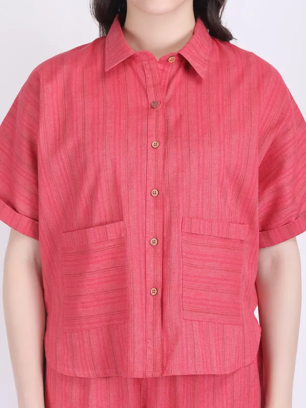 Pink_Cotton_Flex_Raspberry_Wine_Self_Striped_Co_Ord_Set_For_Women