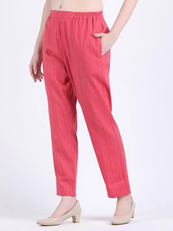 Pink_Cotton_Flex_Raspberry_Wine_Self_Striped_Co_Ord_Set_For_Women