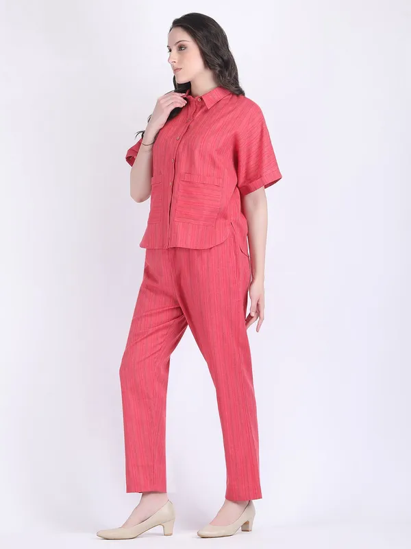 Pink_Cotton_Flex_Raspberry_Wine_Self_Striped_Co_Ord_Set_For_Women