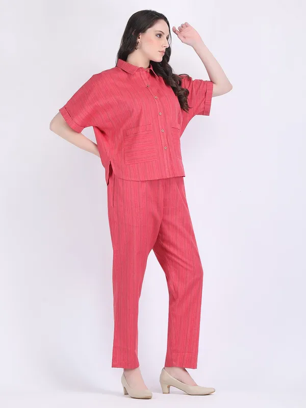 Pink_Cotton_Flex_Raspberry_Wine_Self_Striped_Co_Ord_Set_For_Women