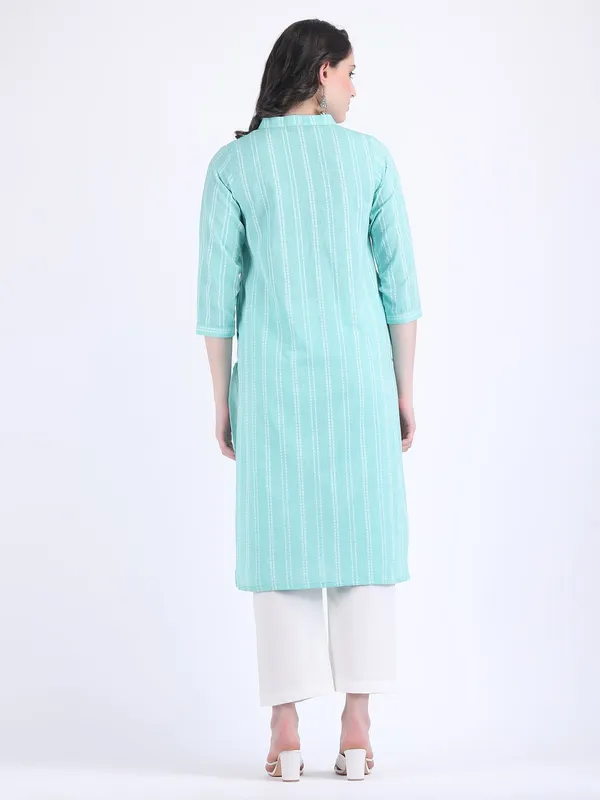 Light_Blue_Handloom_Cotton_Beach_Grass_Comfort_Wear_Kurta_Set_For_Women