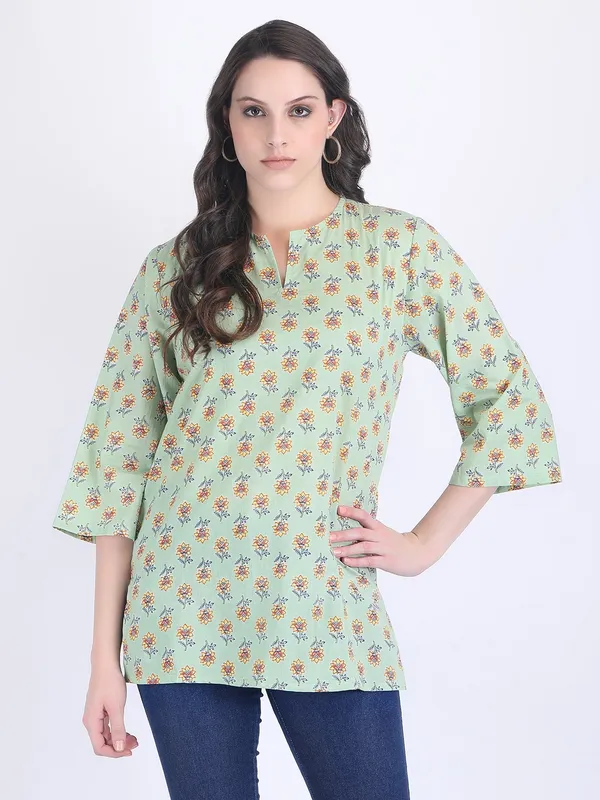 Green_Cotton_Print_Kurti_For_Women