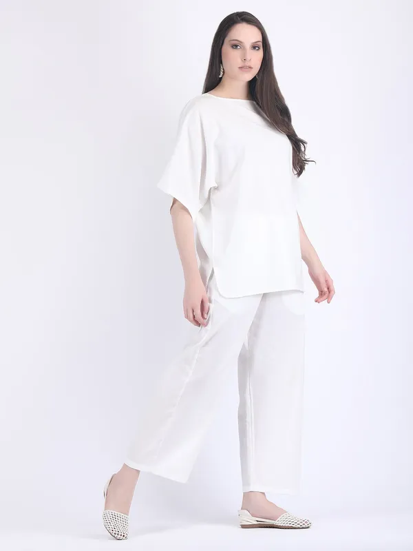 White_Cotton_Flex_Lucent_Comfort_Wear_Co_Ord_Set_For_Women