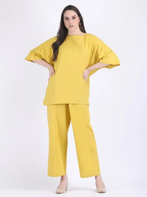 Yellow_Cotton_Flex_Lemon_Curry_Comfort_Wear_Co_Ord_Set_For_Women
