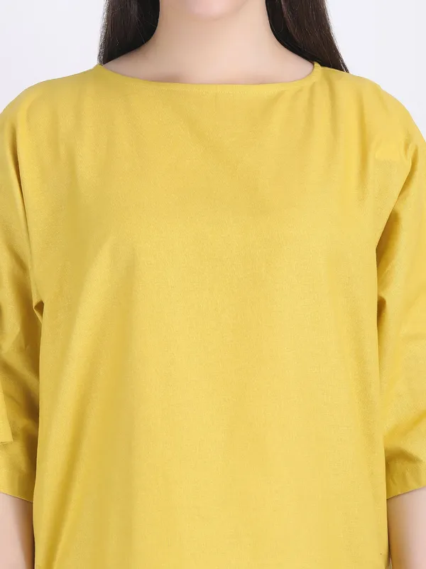 Yellow_Cotton_Flex_Lemon_Curry_Comfort_Wear_Co_Ord_Set_For_Women
