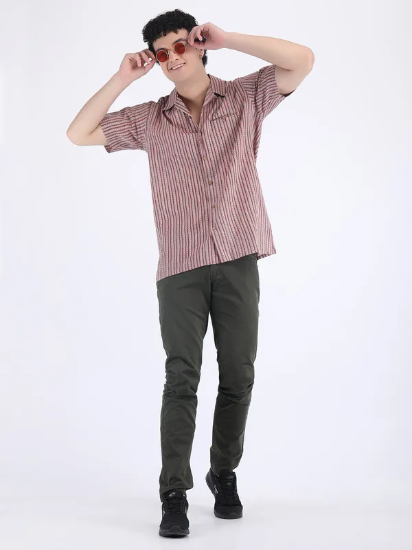Red_And_Grey_Cotton_Striped_Summer_Shirt_For_Men